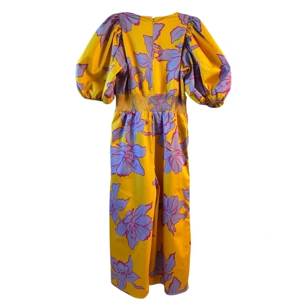 Anthropologie Hutch Yellow Floral Jumpsuit with Purple Accents - Picture 6 of 9